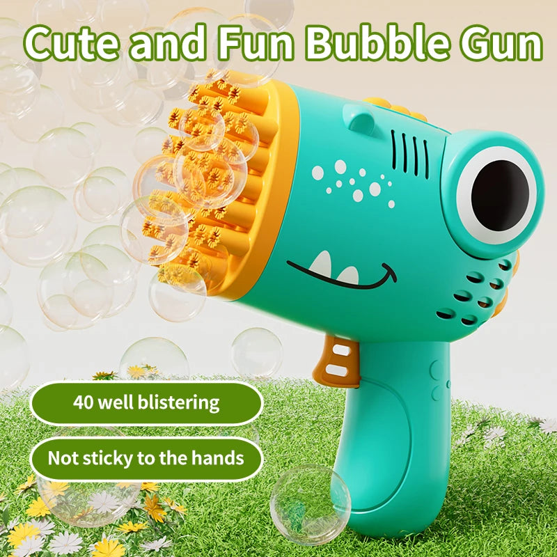 Dinosaur Bubble Machine 40 Hole Outdoor Wedding Children's Toy Gift Continuous Bubbling (without Bubble Liquid and Battery)