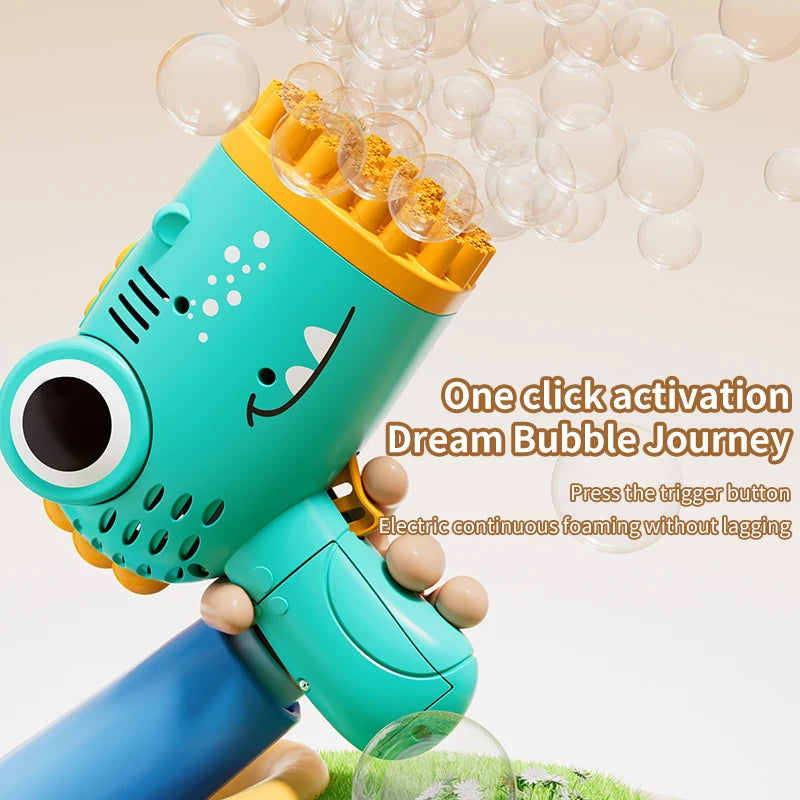 Dinosaur Bubble Machine 40 Hole Outdoor Wedding Children's Toy Gift Continuous Bubbling (without Bubble Liquid and Battery)