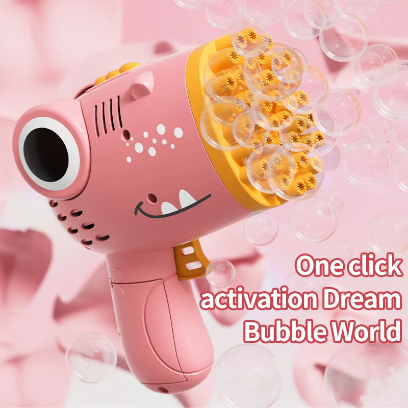 Dinosaur Bubble Machine 40 Hole Outdoor Wedding Children's Toy Gift Continuous Bubbling (without Bubble Liquid and Battery)